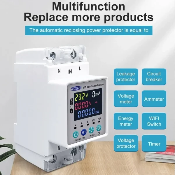 TOMZN TOMPD-63SW WiFi Smart Circuit Breaker with Real-Time Energy Monitoring and App Control - Image 3